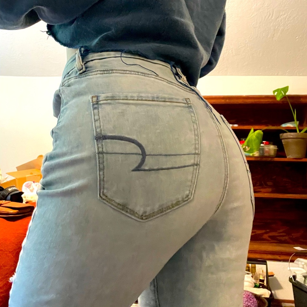 American Eagle Ripped Skinny Jeans faded